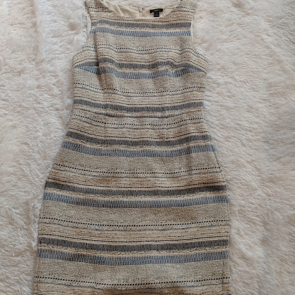 Ann Taylor Blue and Ivory sheath tweed dress size